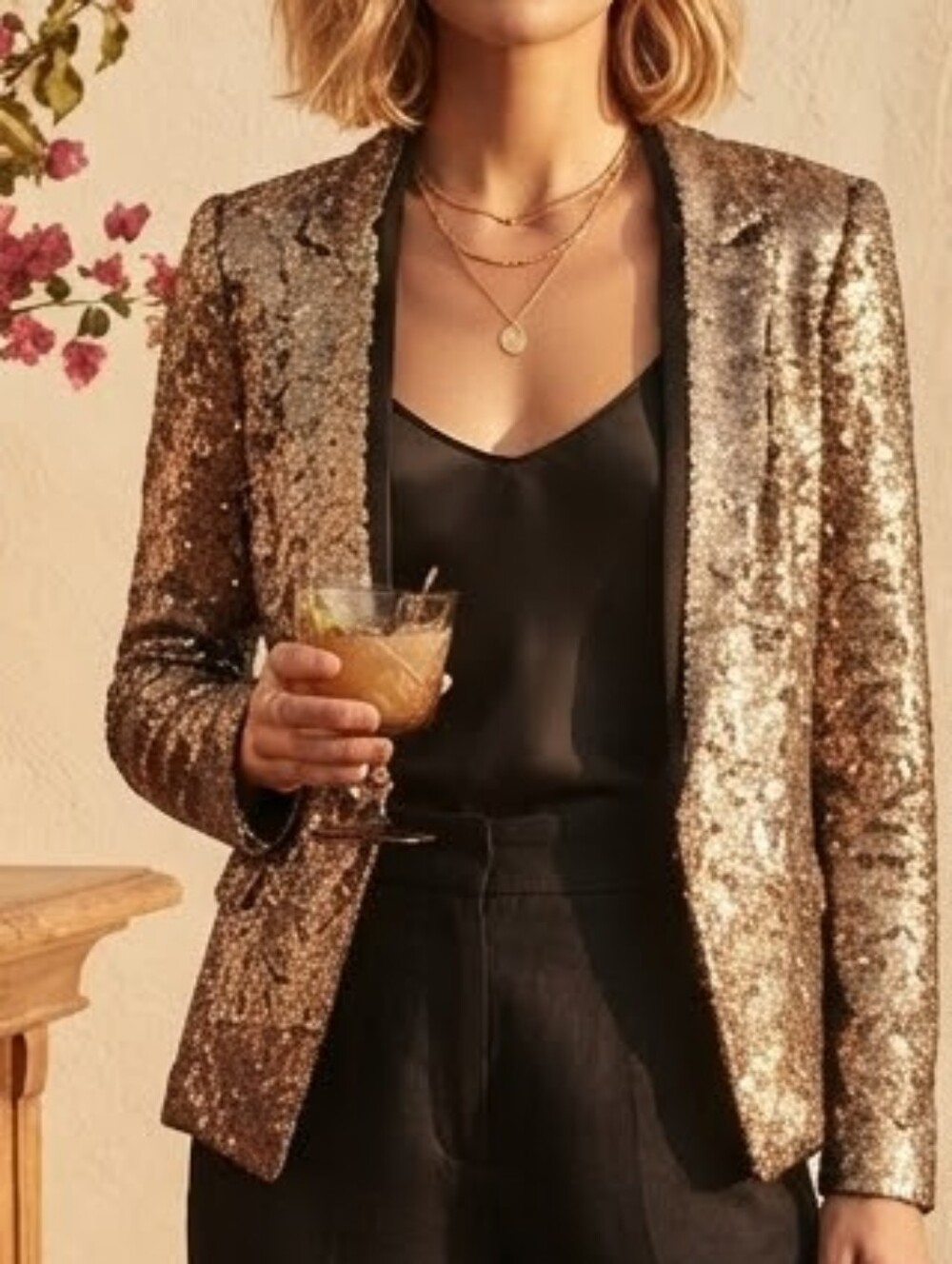 RACHEL Rachel Roy Gold Sequin Blazer